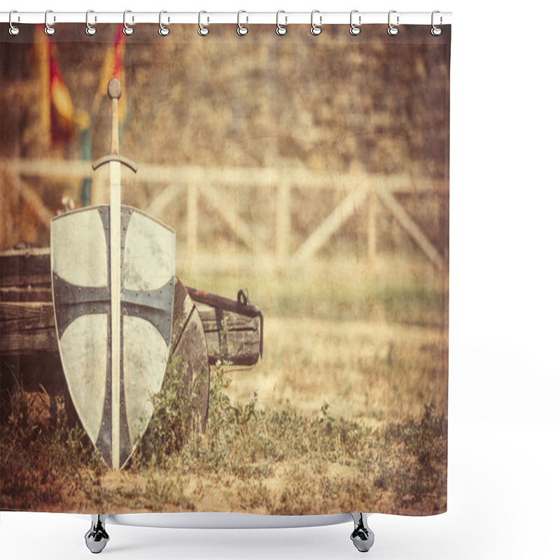 Personality  Sword And Shield View Shower Curtains