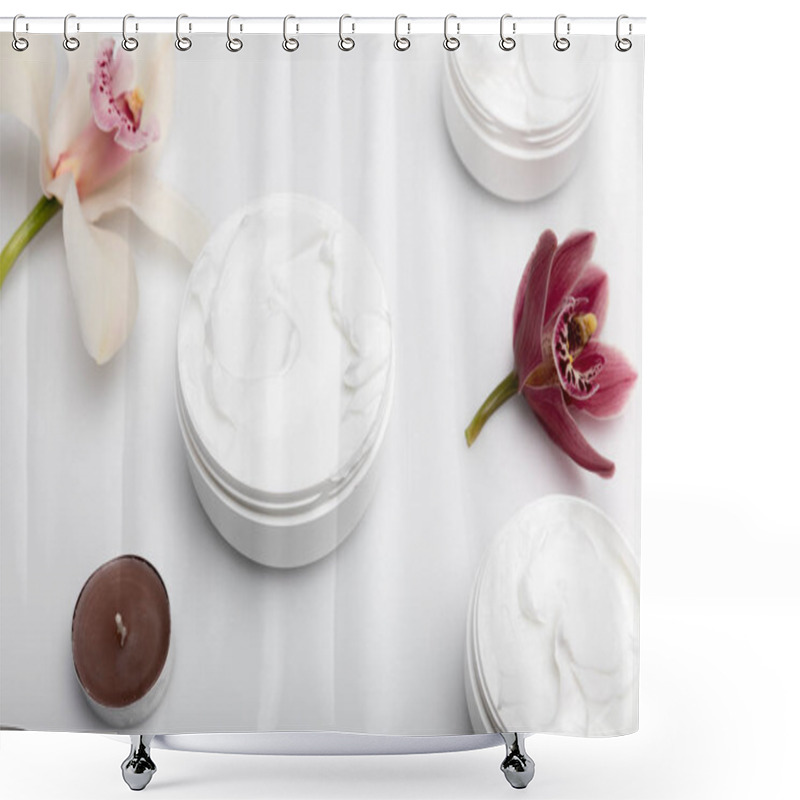 Personality  Organic Cream With Orchids Shower Curtains