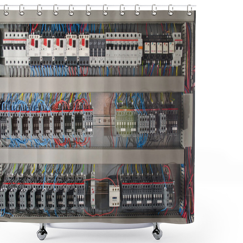 Personality  Electrical Panel At A Assembly Line Factory Shower Curtains