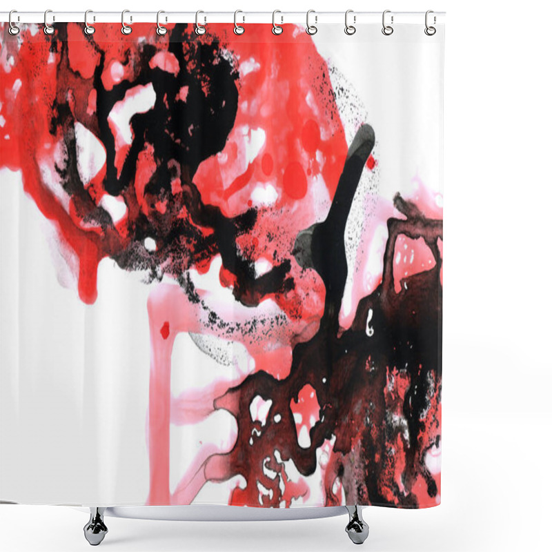 Personality  Abstract Ink Background. Marble Style. Black Paint Stroke Texture On White Paper. Wallpaper For Web And Game Design. Grunge Mud Art. Macro Image Of Pen Juice. Dark Smear Shower Curtains