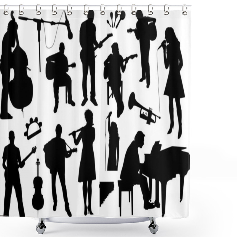 Personality  Musicians Silhouettes Shower Curtains