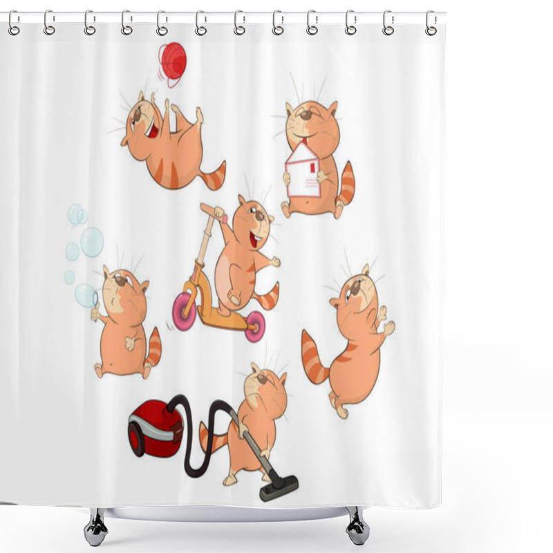 Personality  Cute Cartoon Cat Shower Curtains