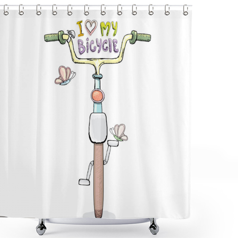 Personality  I Love My Bicycle Concept Design. Hand Drawn  Shower Curtains