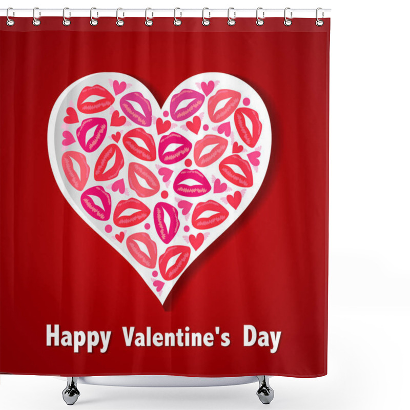 Personality  Heart Shape Made With The Seal Of Kisses And Hearts. Vector Illustration. Shower Curtains