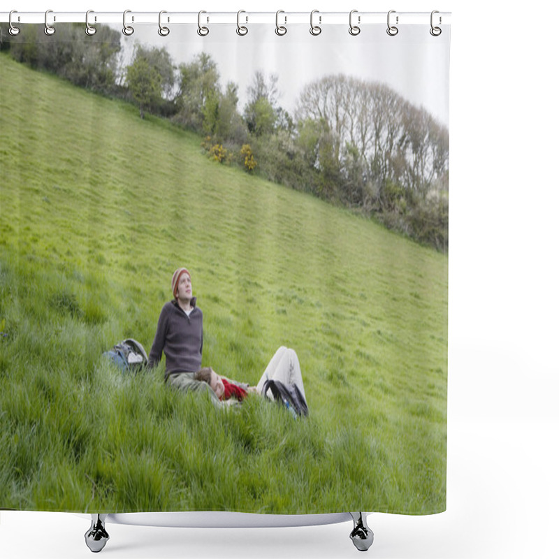 Personality  Couple Relaxing In The Grass Shower Curtains