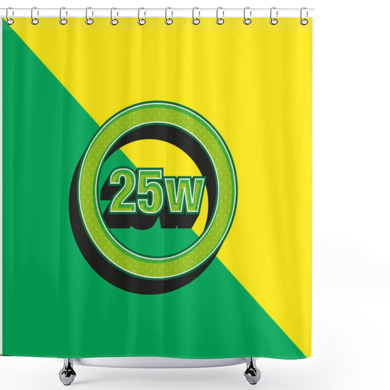 Personality  25 Watts Lamp Indicator Green And Yellow Modern 3d Vector Icon Logo Shower Curtains