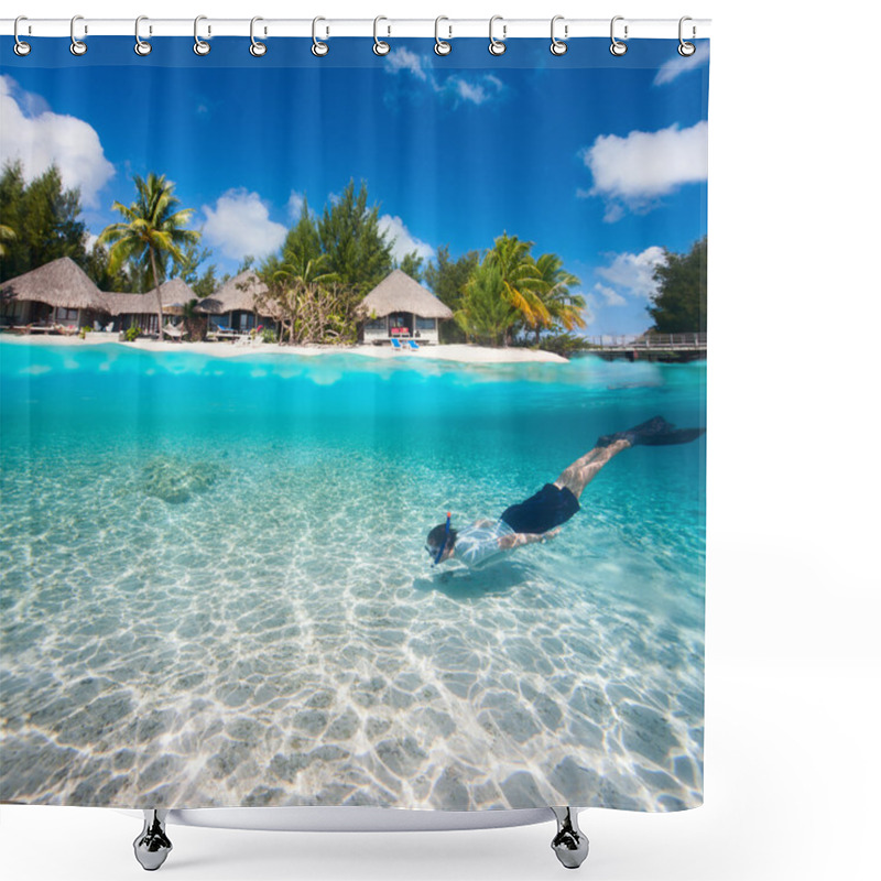 Personality  Man Swimming Underwater Shower Curtains