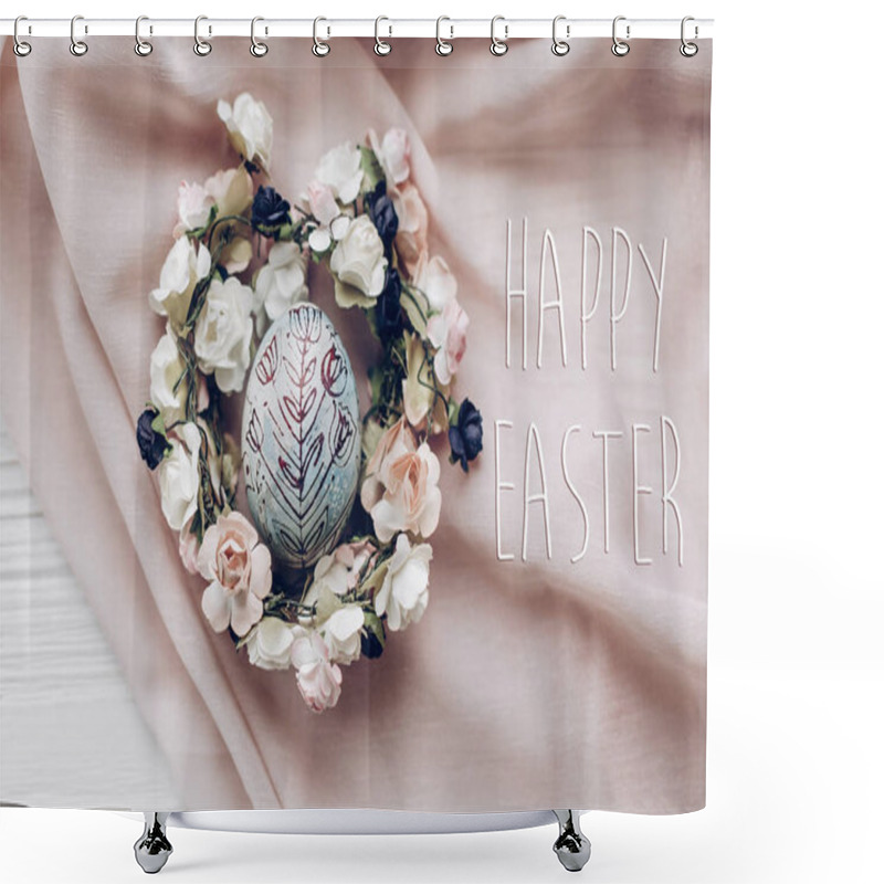 Personality  Happy Easter Text  And Easter Egg Shower Curtains