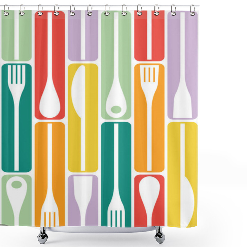 Personality  Cutlery And Cooking Icons Shower Curtains