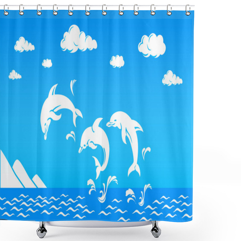 Personality  White Dolphins Jumping Over Sea Shower Curtains