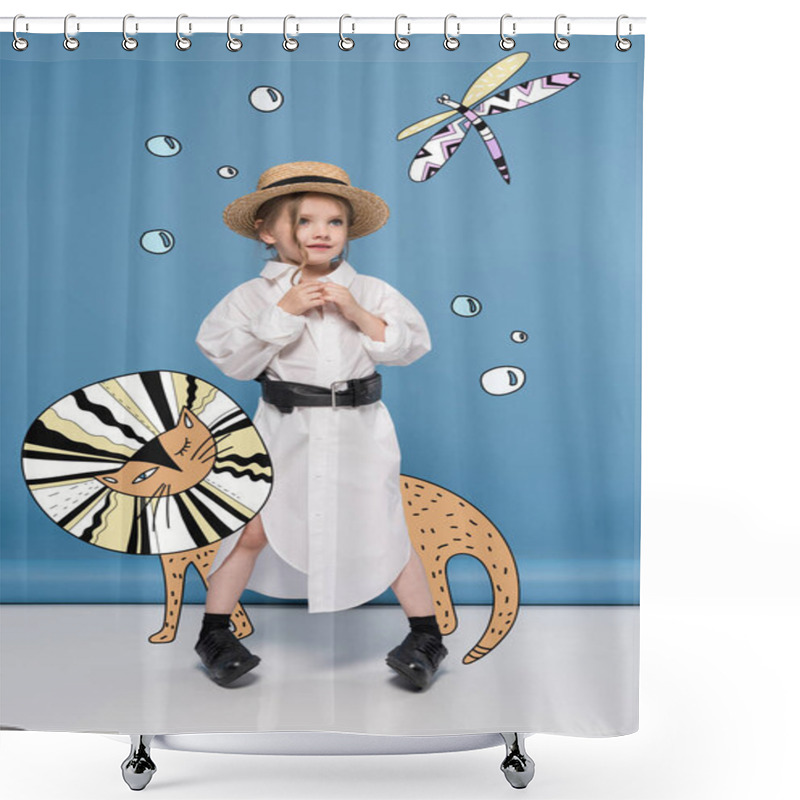 Personality  Little Girl With Magic Animals  Shower Curtains