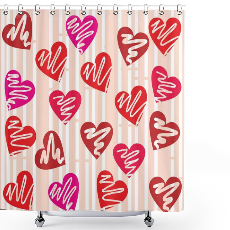 Personality  Seamless Valentine Day Heart Background In Vector. Shower Curtains