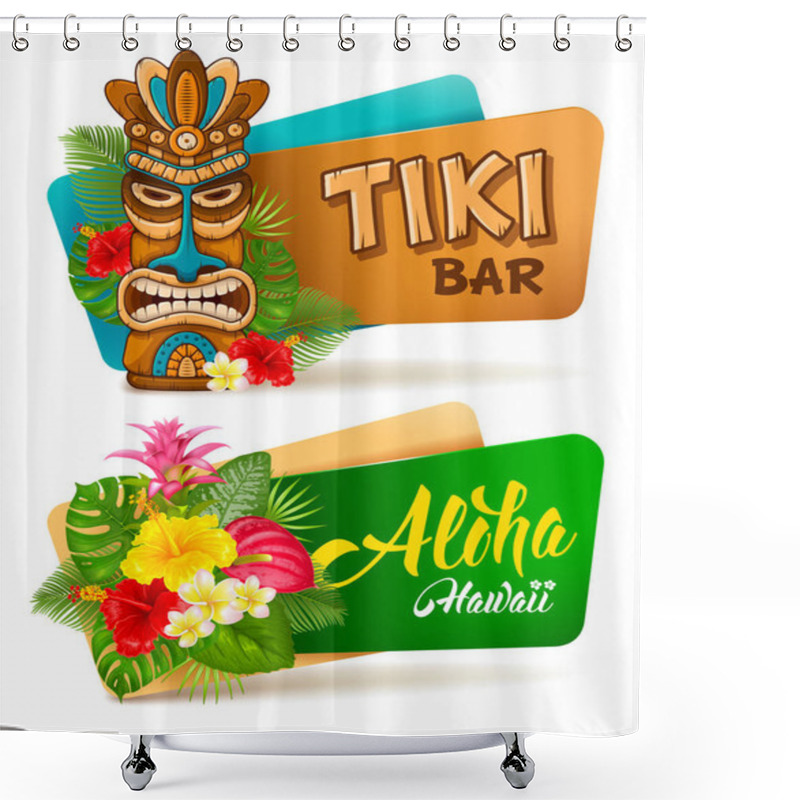 Personality  Aloha Tiki Bar Banners Set Shower Curtains