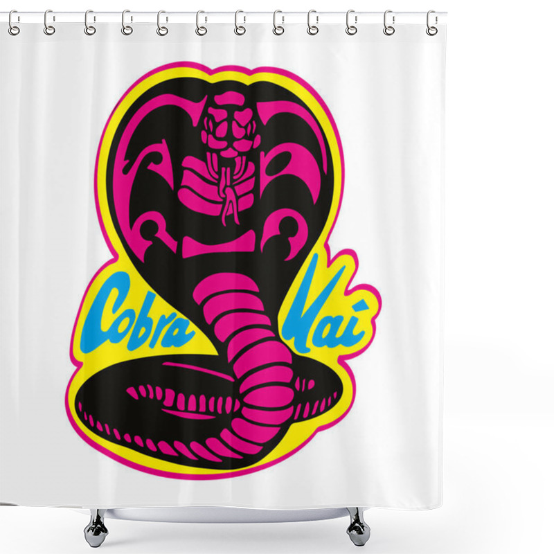 Personality  Vector Illustration Of A Cobra About To Jump Isolated On Black. Karate Symbol For Shirts Or Posters.  Shower Curtains