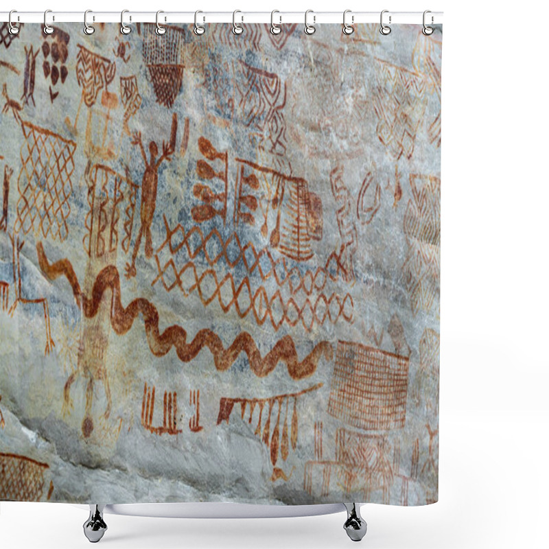 Personality  Rock Painting In Nuevo Tolima In Amazon Of Colombia, Hunting Painting Shower Curtains