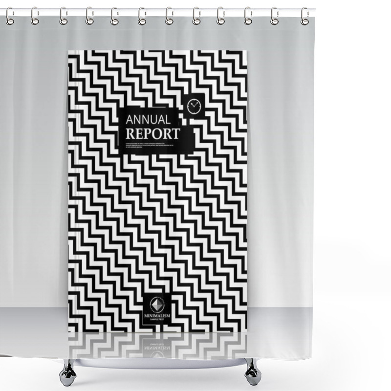 Personality  Abstract Composition. Oblique Zig-zag Line Section Logo Figure. Black And White Ad Surface Icon. A4 Brochure Title Sheet. Creative Text Frame Construction. Firm Banner Form Image. Slanting Flier Panel Shower Curtains