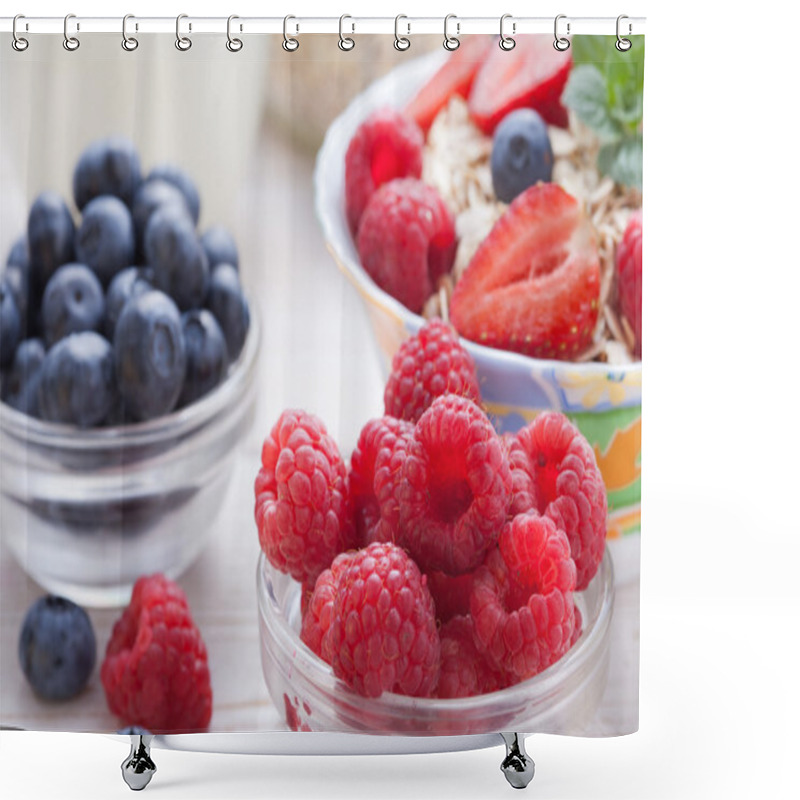 Personality  Breakfast - Berries, Fruit And Muesli Shower Curtains