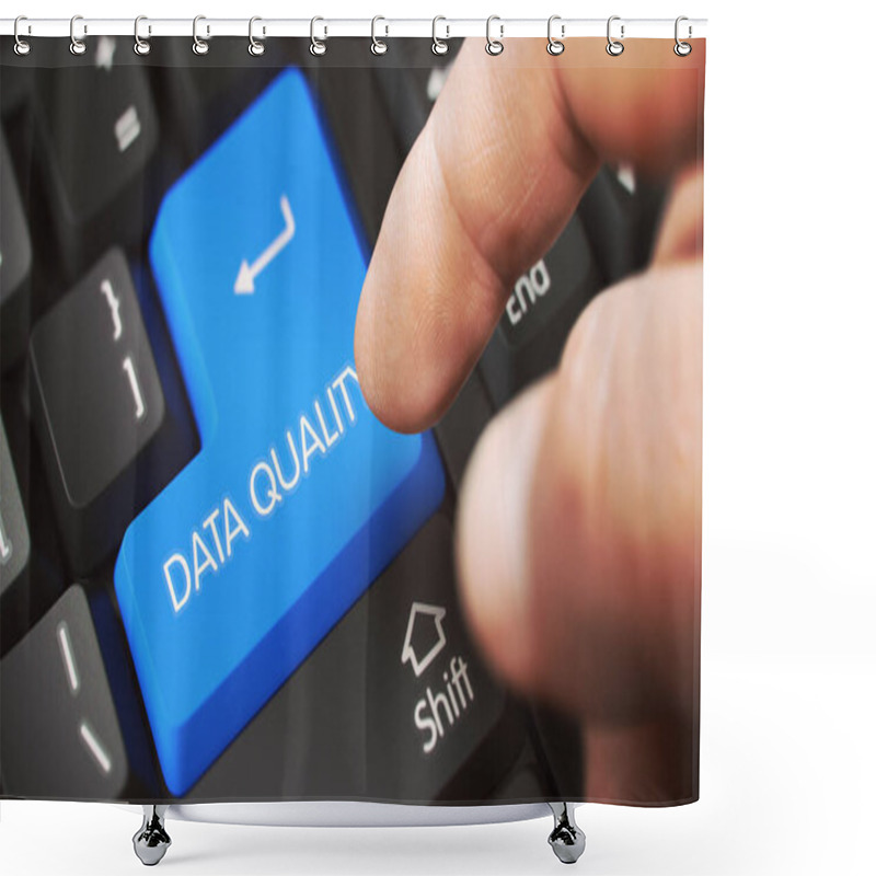 Personality  DATA QUALITY - Modern Laptop Keyboard Concept. Shower Curtains