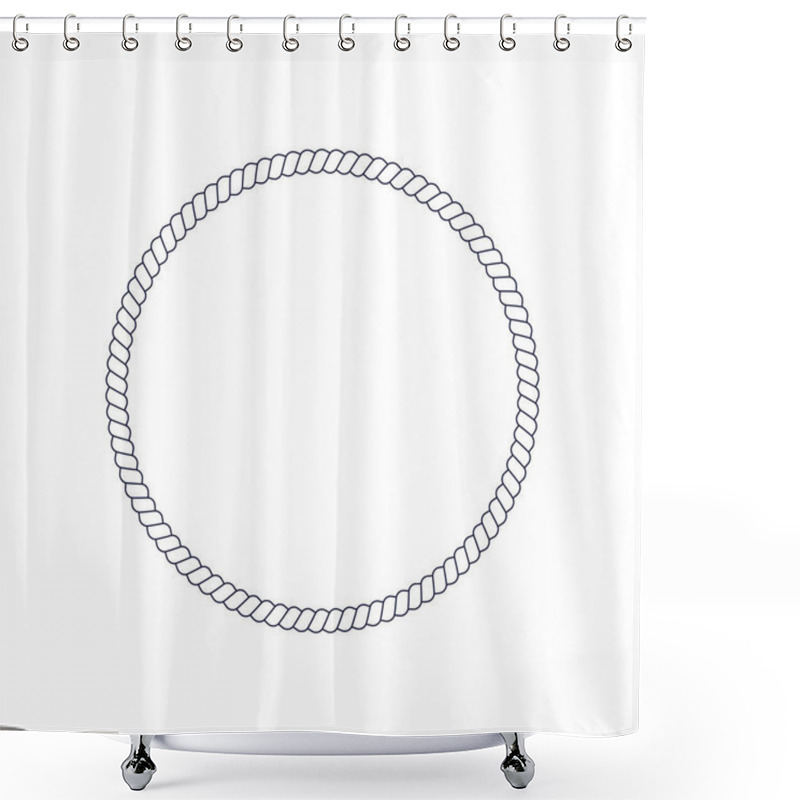 Personality  Circle Rope Frame For Photo Or Picture In Retro Yacht Style. Nautical Design Element For Print And Decoration. Maritime Theme. Vector Illustration Shower Curtains