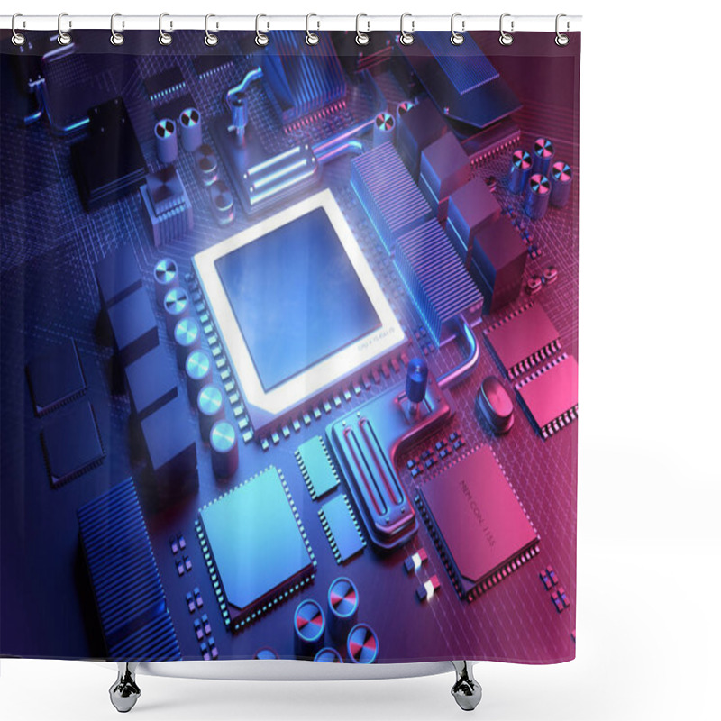 Personality  CPU And Motherboard Background Shower Curtains