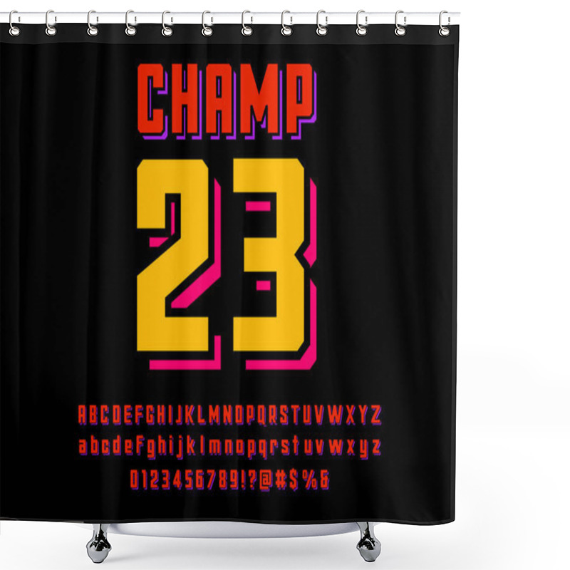 Personality  Sports Style Alphabet Design With Uppercase, Lowercase, Numbers And Symbols Shower Curtains