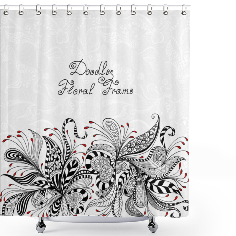 Personality  Vector Red, Black And White Floral Pattern Shower Curtains