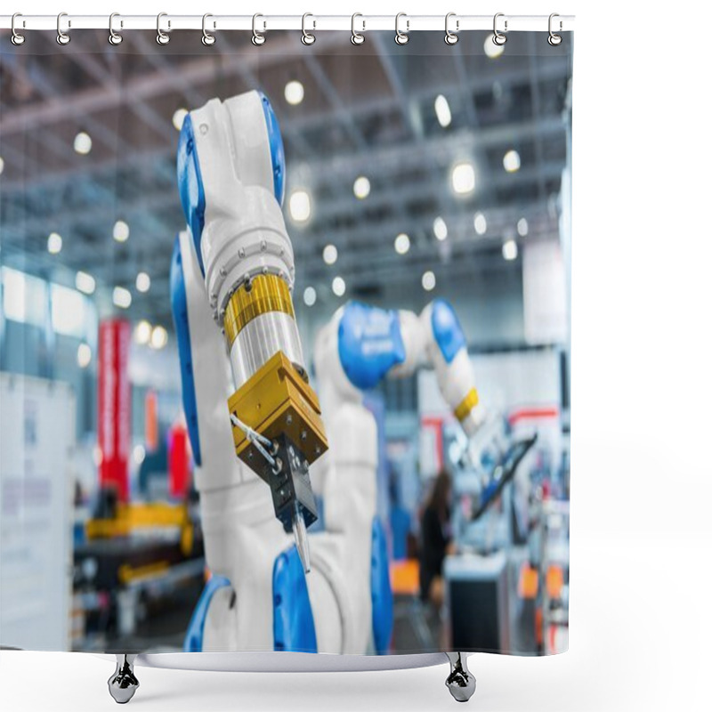 Personality  Robot Arm In A Factory Shower Curtains