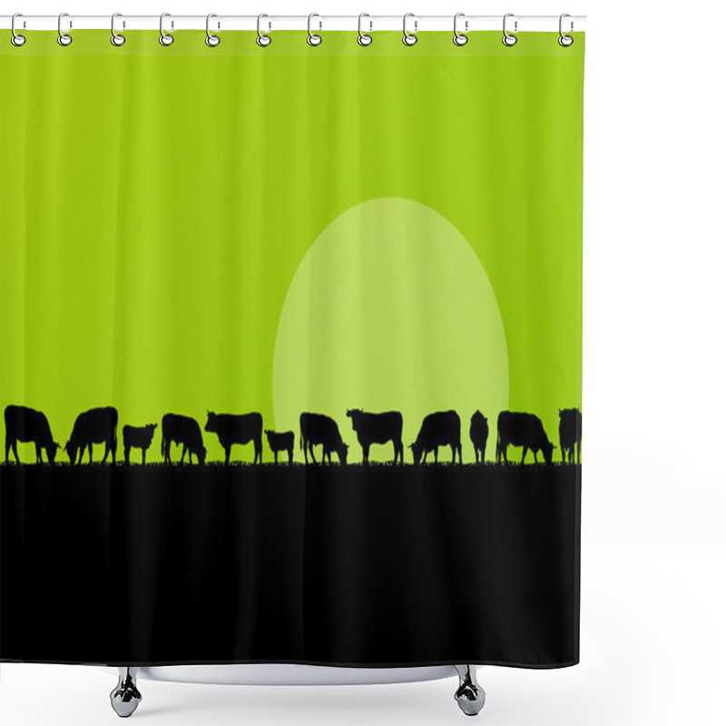 Personality  Beef Cattle And Milk Cow Herd In Countryside Field Landscape Ill Shower Curtains