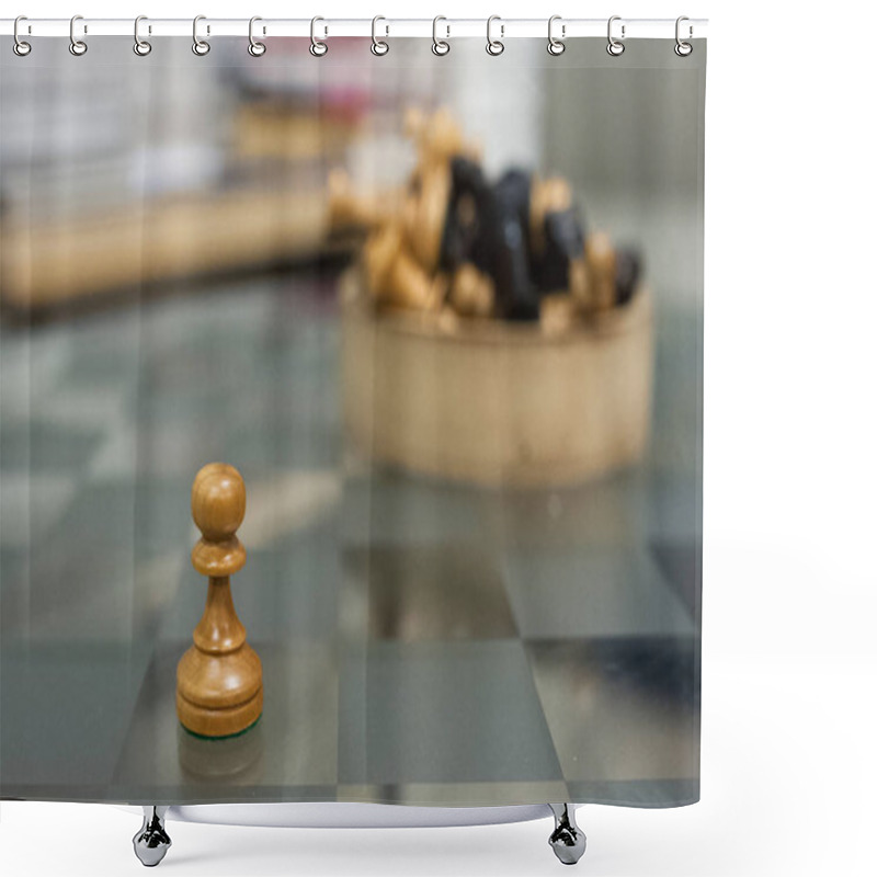 Personality  Chess On A Glass Table Shower Curtains