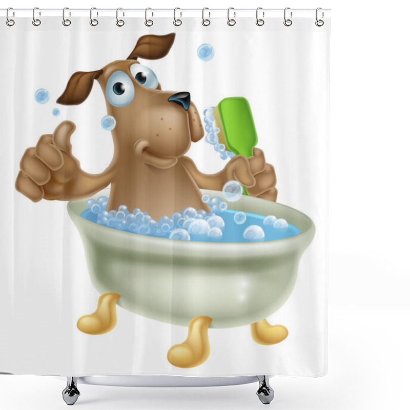 Personality  Dog Grooming Bath Cartoon Shower Curtains