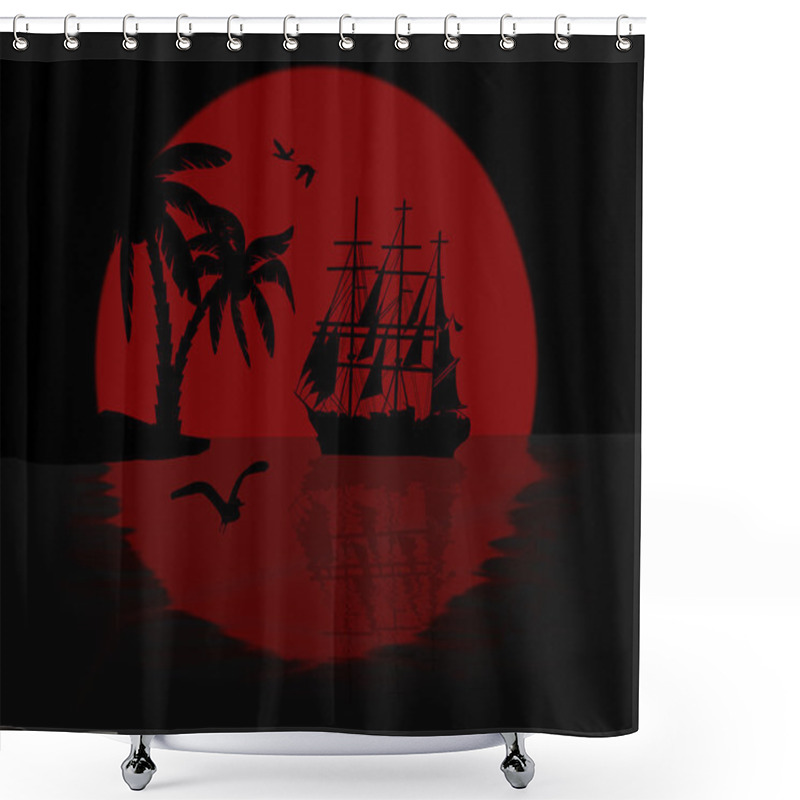 Personality  Boat Floating On The Ocean Shower Curtains