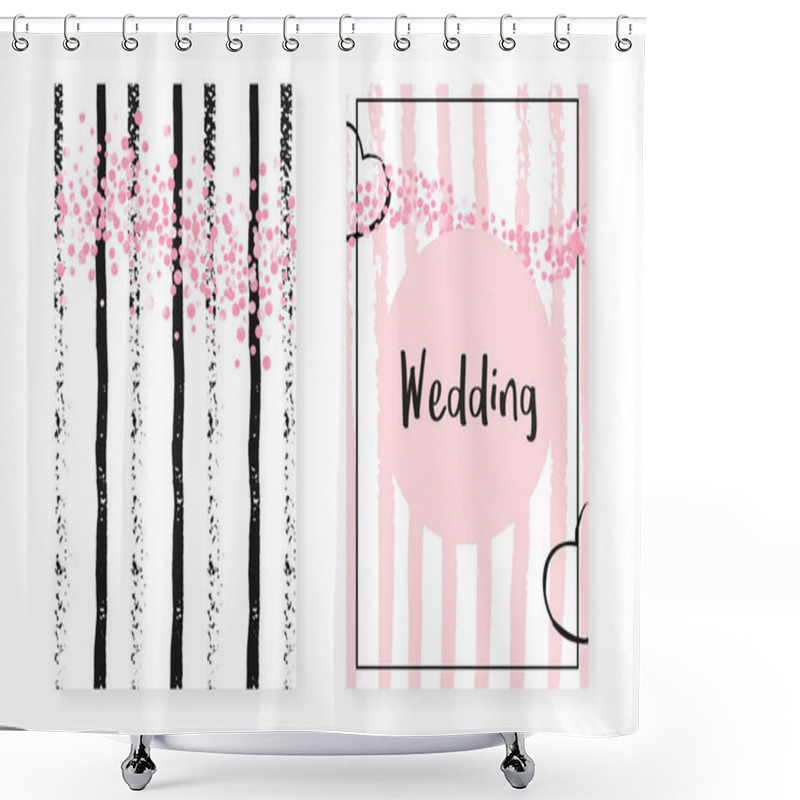 Personality  Bridal Shower Set With Dots And Sequins. Wedding Invitation Card Shower Curtains