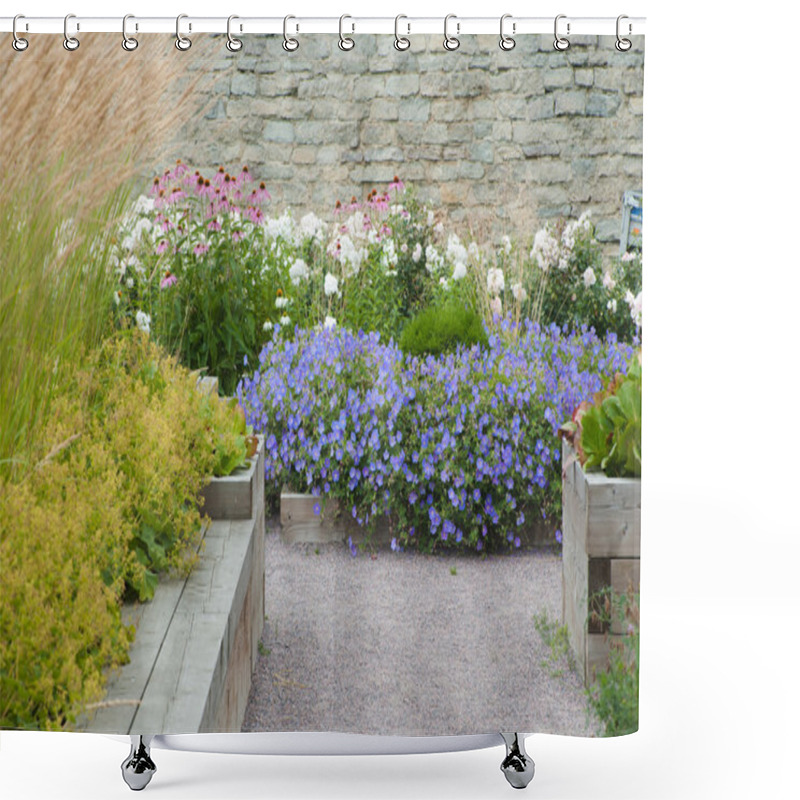 Personality  Beautiful Garden With Blossoming Plants Shower Curtains