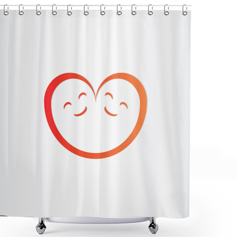 Personality  Twins Babies Smile Heart Shape Love Icon Shower Curtains