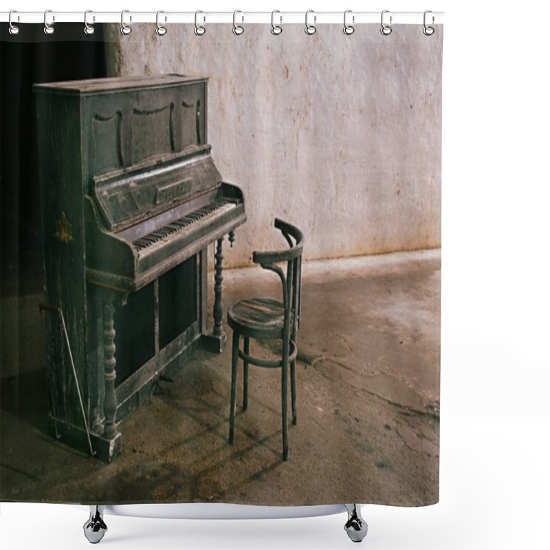 Personality  Old Abandoned Piano Shower Curtains