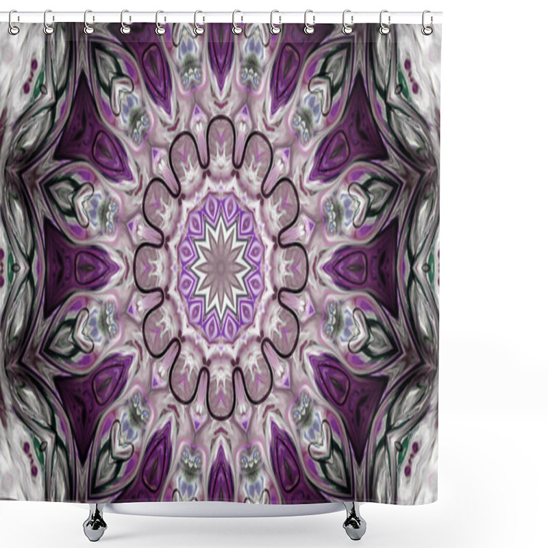 Personality  Abstract Ethnic Authentic Symmetric Pattern Ornamental Decorative Kaleidoscope Movement Geometric Circle And Star Shape Shower Curtains