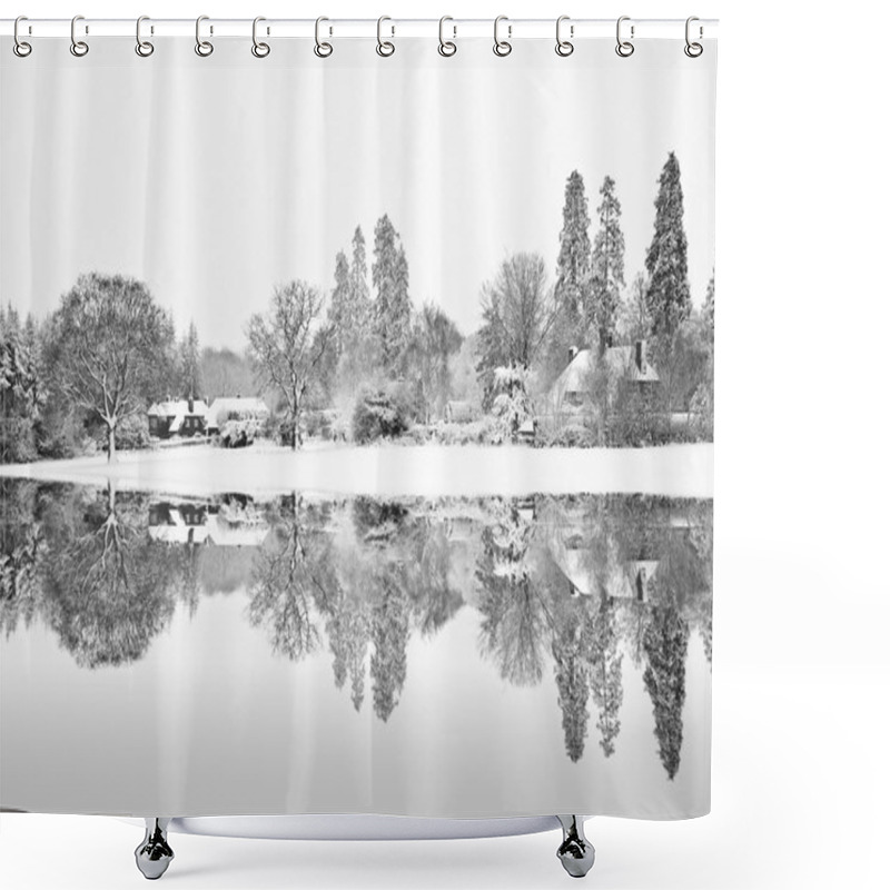 Personality  Black And White Winterr Snow Farm Landscape Reflected In Frozen  Shower Curtains