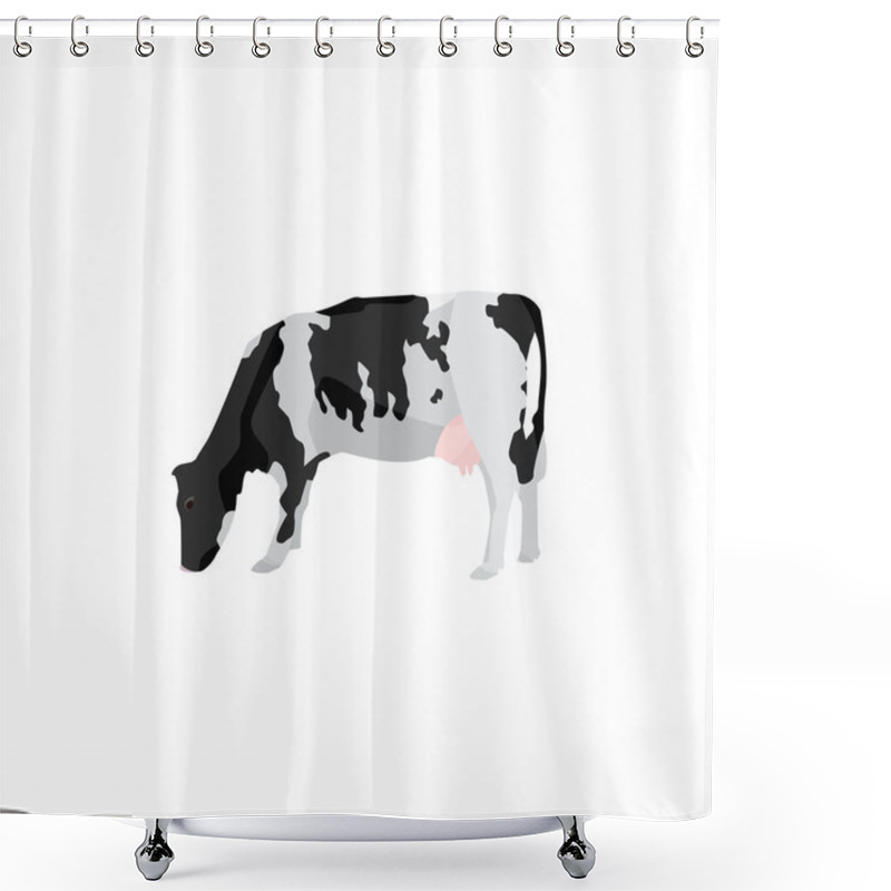 Personality   Black Spotted Cow. Holstein Cow Vector Shower Curtains