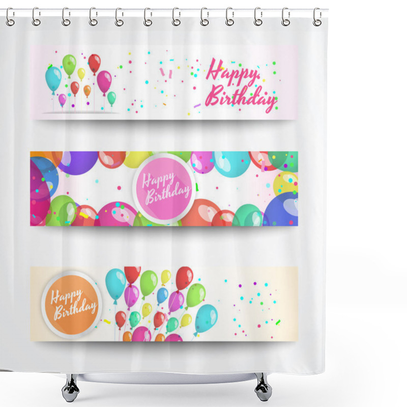 Personality  Birthday Themed Vector Set Of Cards Shower Curtains