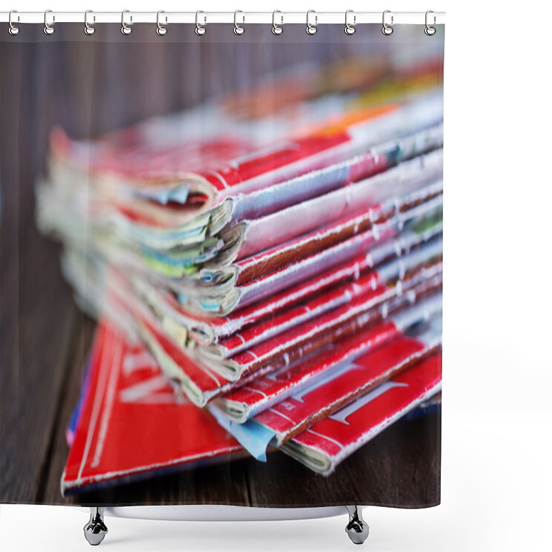 Personality  Stack Of Magazines Shower Curtains