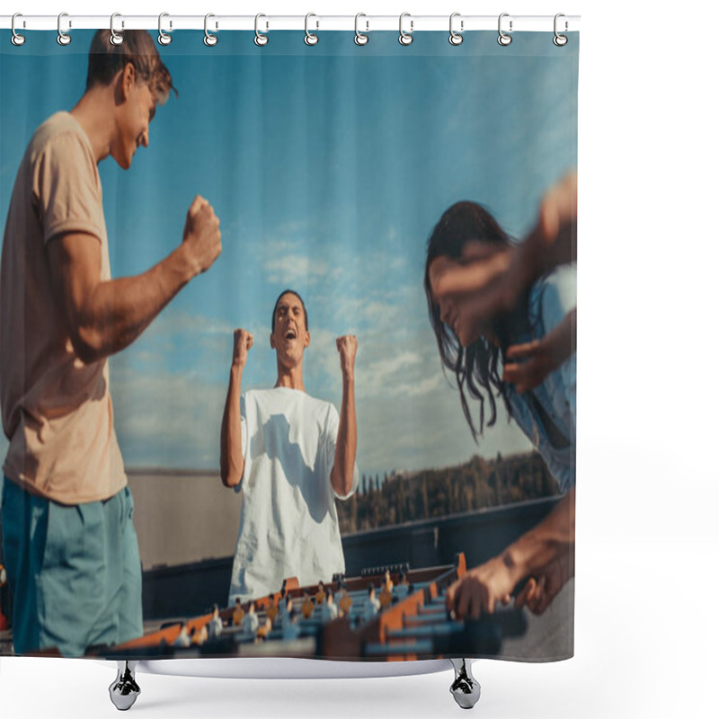 Personality  Young Men Wins In Kicker Shower Curtains