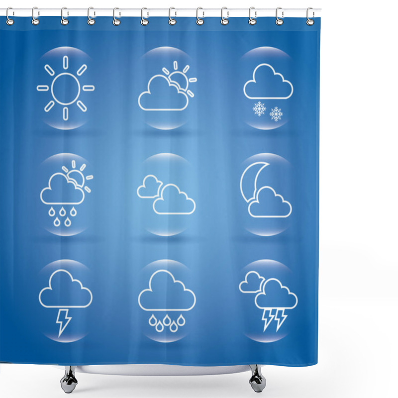 Personality  Blue Weather Icons Shower Curtains