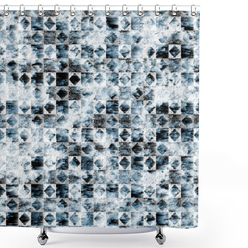 Personality  Geometric Kilim Ikat Pattern With Grunge Texture Shower Curtains