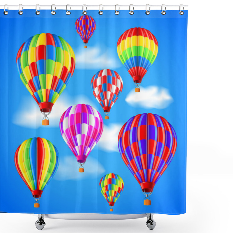 Personality  Hot Air Balloons In The Sky Vector Background Shower Curtains