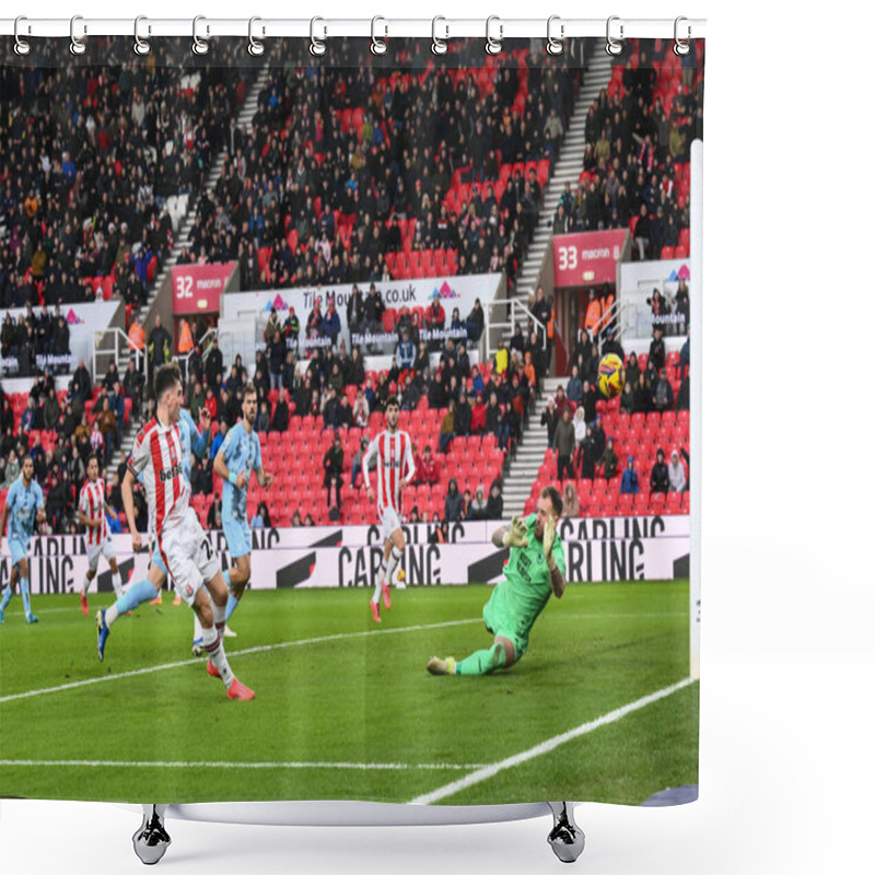 Personality  Andy Moran Of Stoke City Scores To Make It 1-0 During The Sky Bet Championship Match Stoke City Vs Cardiff City At Bet365 Stadium, Stoke-on-Trent, United Kingdom, 14th December 2024 Shower Curtains