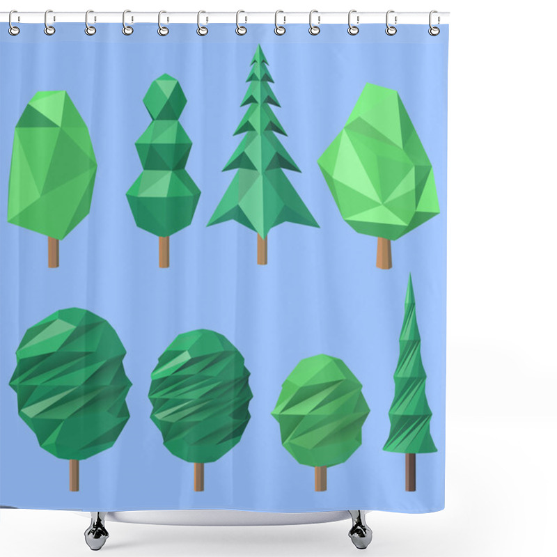 Personality  Set Of Volumetric Polygonal Trees Shower Curtains