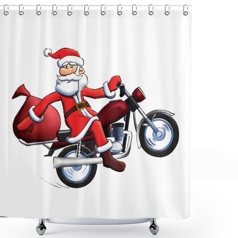 Personality  Santa Bike Shower Curtains