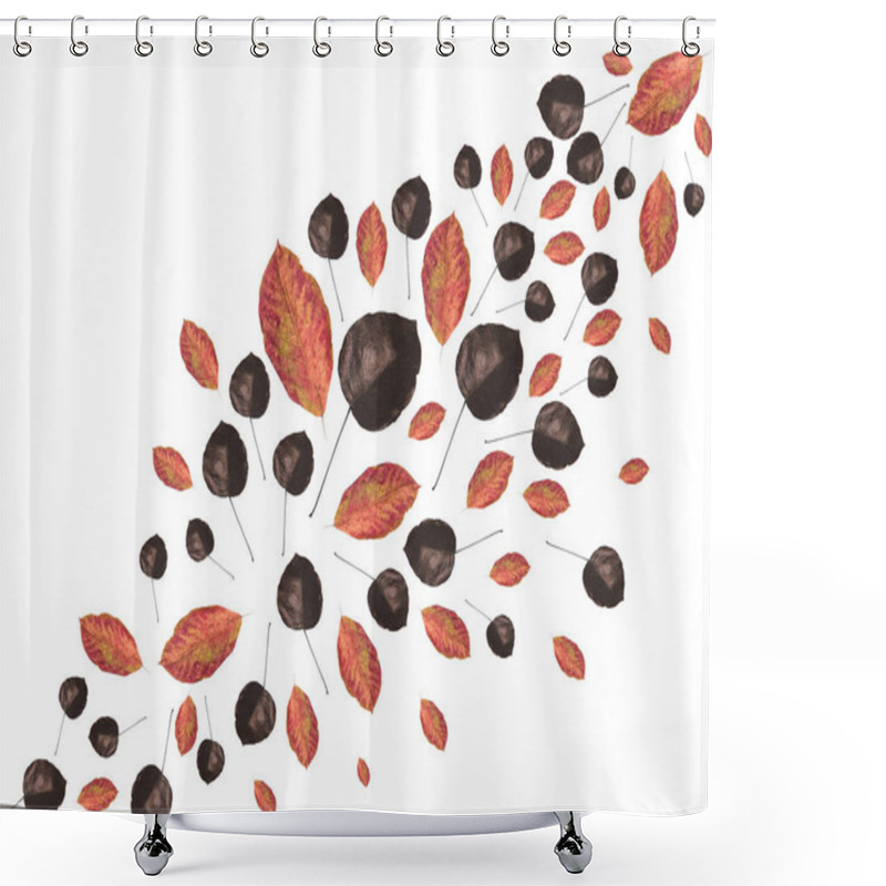 Personality  Floral Pattern From Dried Leaves Shower Curtains