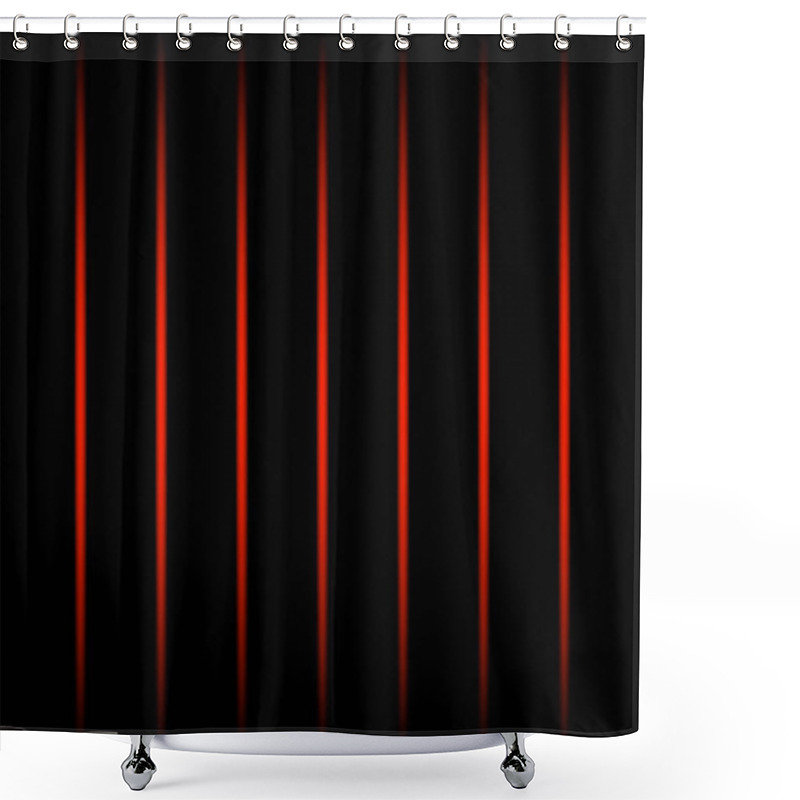 Personality  3d Red Vertical Fading Neon Light Elements On Black Background. Futuristic Abstract Pattern. Texture For Web-design, Website, Presentations, Digital Printing, Fashion Or Concept Design. EPS 10 Shower Curtains