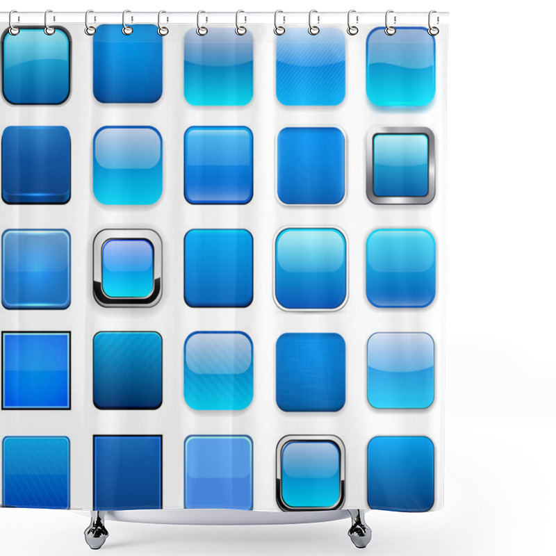 Personality  Square Blue App Icons. Shower Curtains